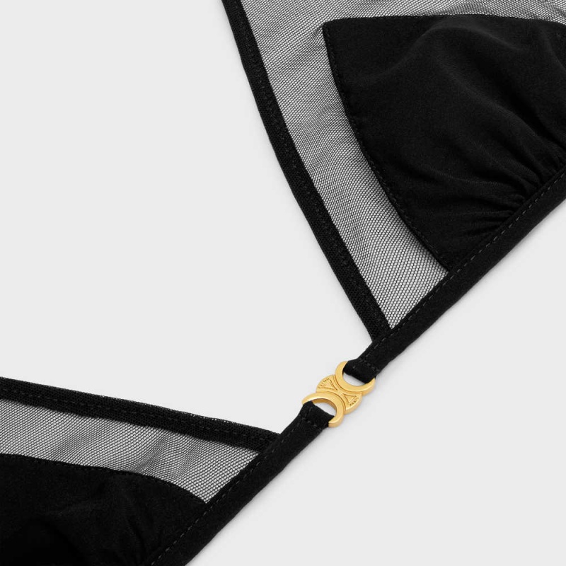 Celine Triangle bra in silk georgette Lingerie Black | CL-592759