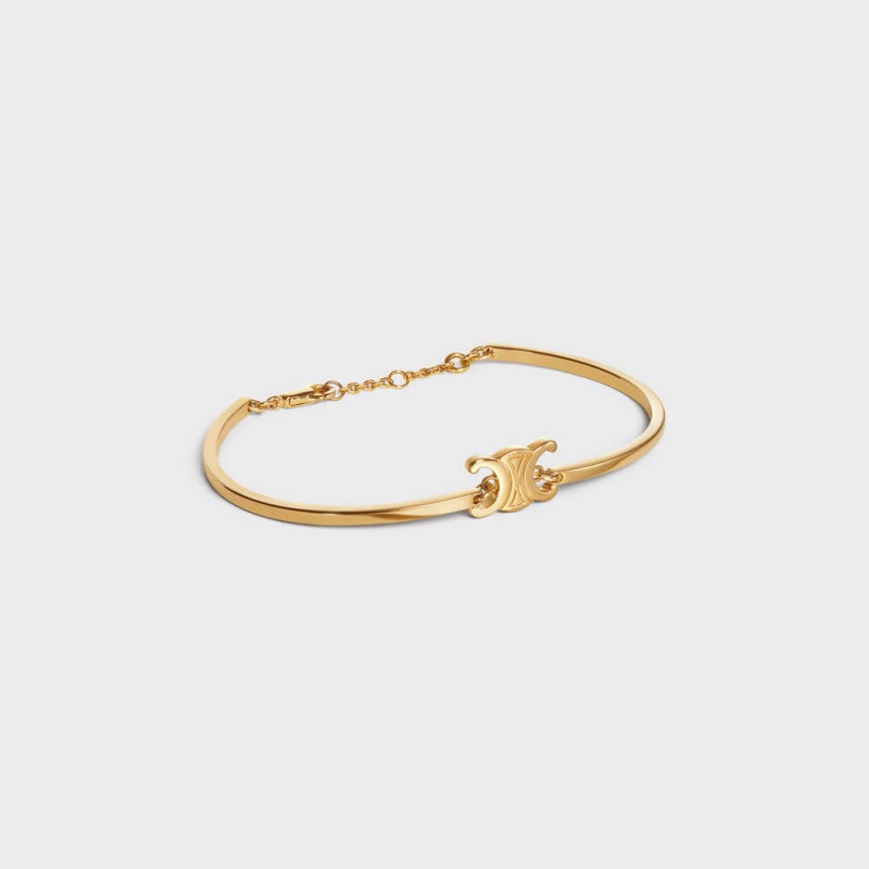 Celine Triomphe Articulated in Brass with Gold Finish Bracelets Gold | CL-592209