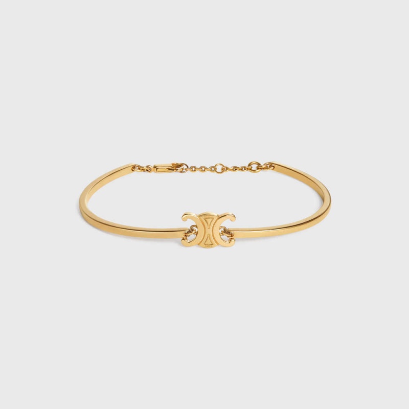 Celine Triomphe Articulated in Brass with Gold Finish Bracelets Gold | CL-592209