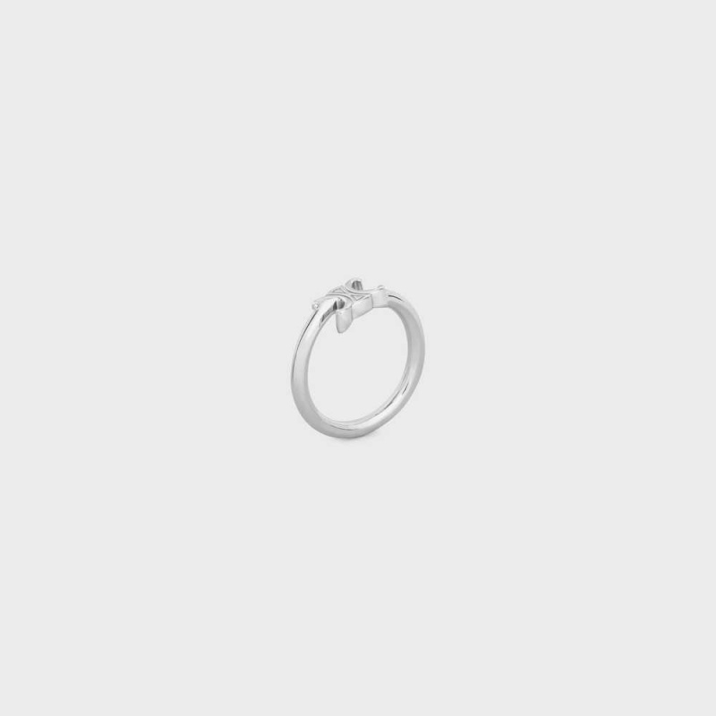 Celine Triomphe Asymmetric in Brass with Rhodium Finish Rings Silver | CL-592183