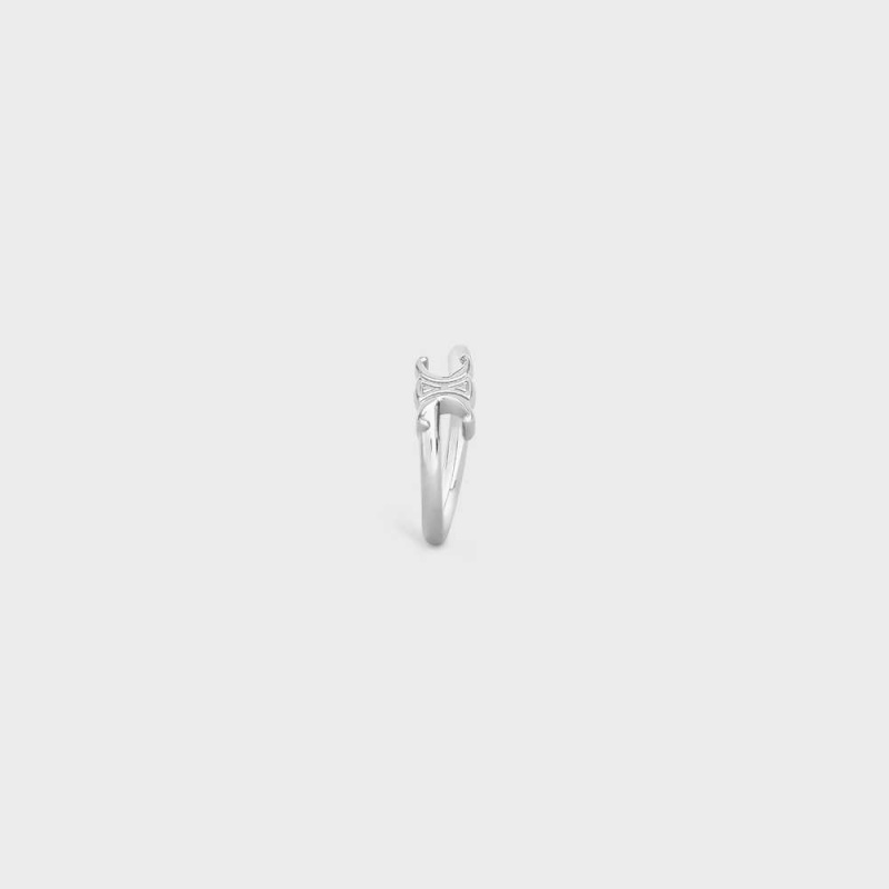 Celine Triomphe Asymmetric in Brass with Rhodium Finish Rings Silver | CL-592183