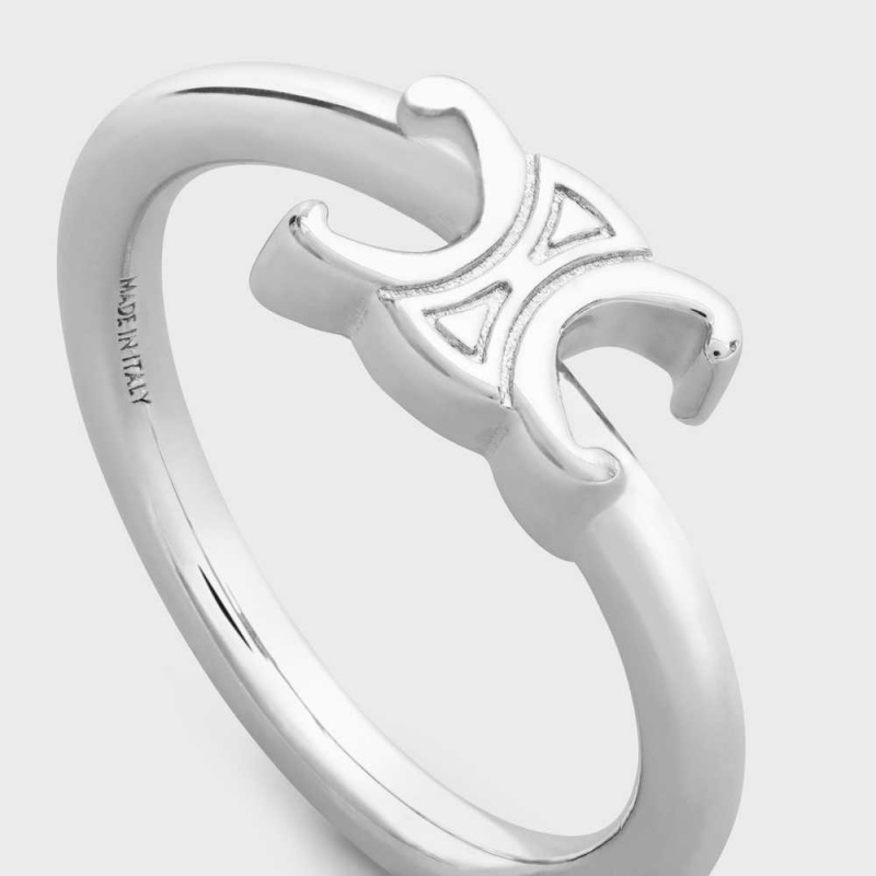 Celine Triomphe Asymmetric in Brass with Rhodium Finish Rings Silver | CL-592183