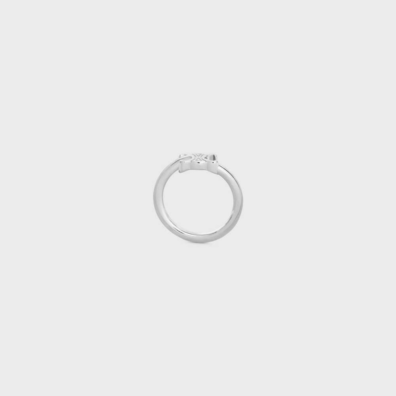 Celine Triomphe Asymmetric in Brass with Rhodium Finish Rings Silver | CL-592183