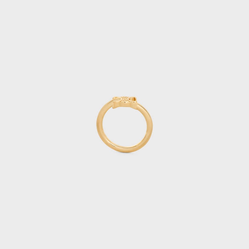 Celine Triomphe Asymmetric in Brass with Gold Finish Rings Gold | CL-592182