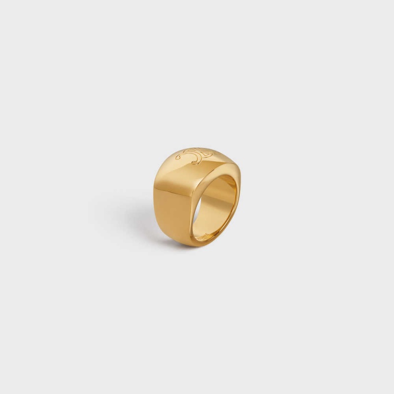 Celine Triomphe Bold in Brass with Gold Finish Rings Gold | CL-592193