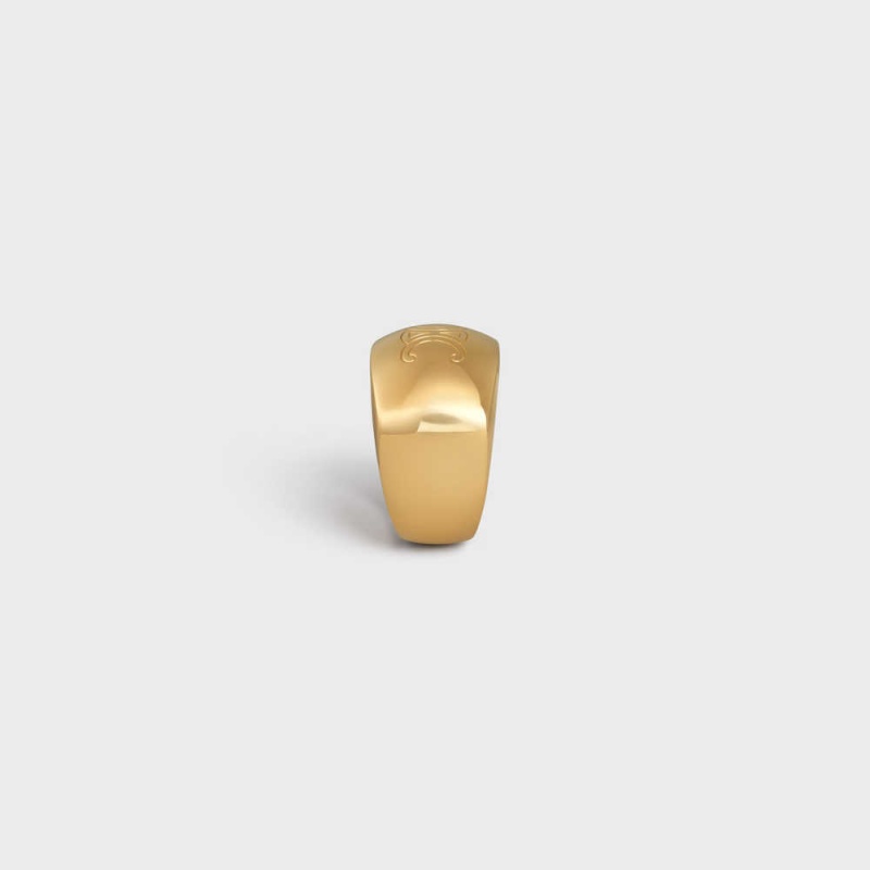 Celine Triomphe Bold in Brass with Gold Finish Rings Gold | CL-592193