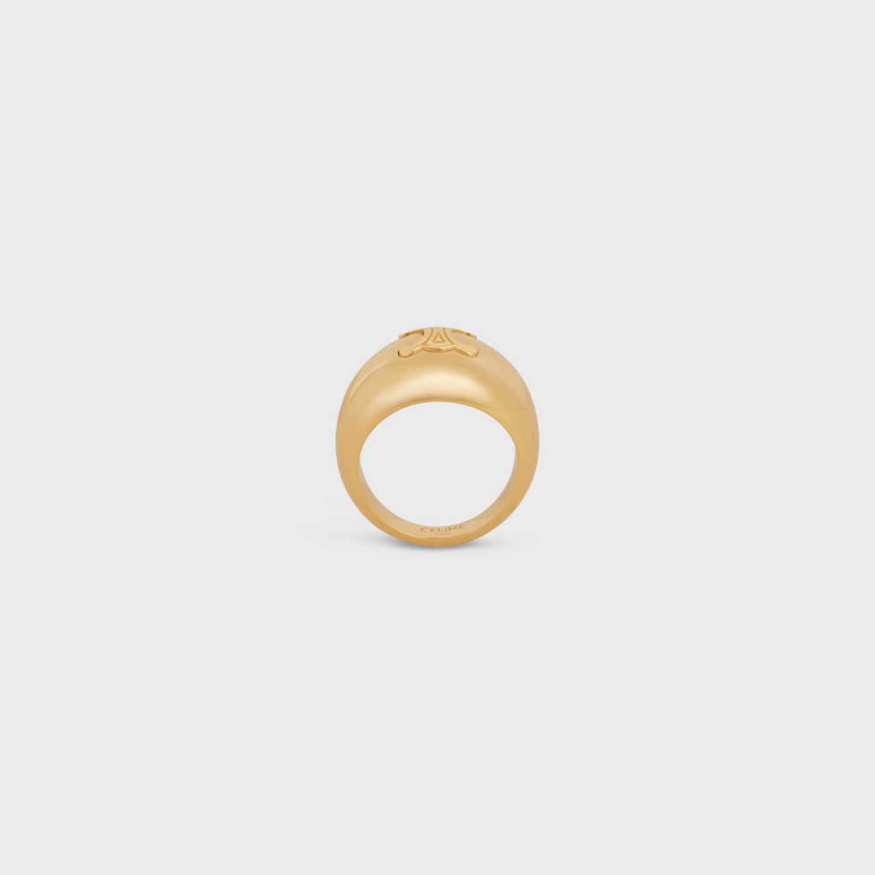 Celine Triomphe Bold in Brass with Gold Finish Rings Gold | CL-592190