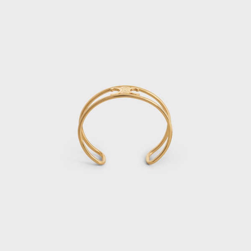 Celine Triomphe Cuff in Brass with Gold Finish Bracelets Gold | CL-592230