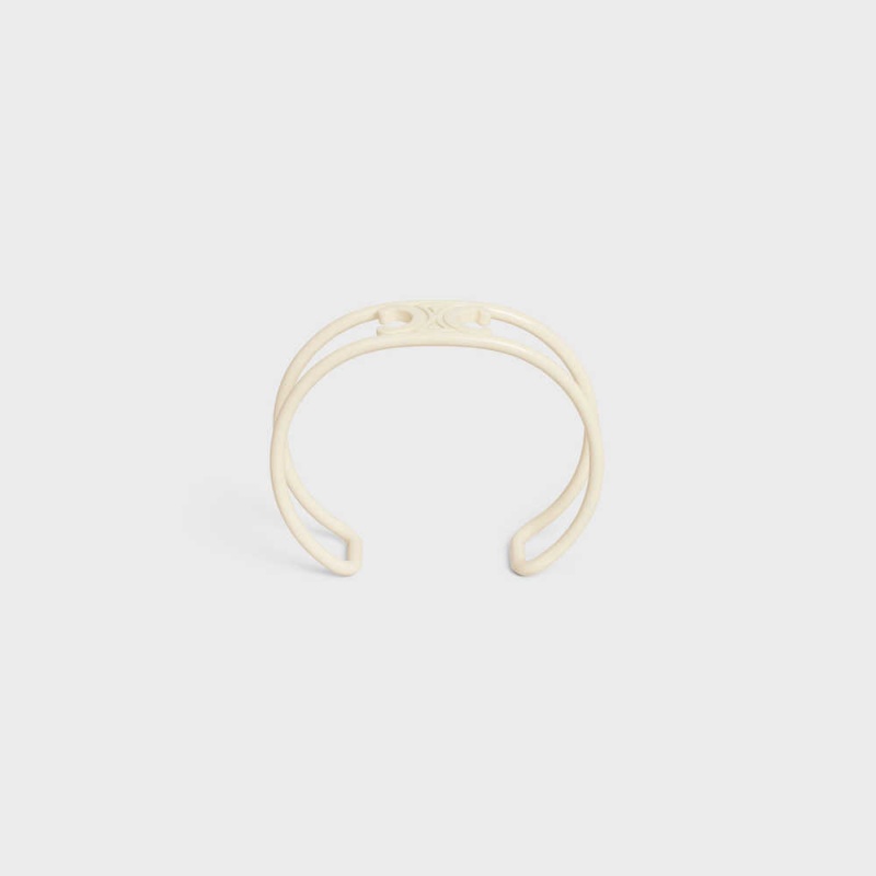 Celine Triomphe Cuff in Varnished Brass Bracelets Off White | CL-592218