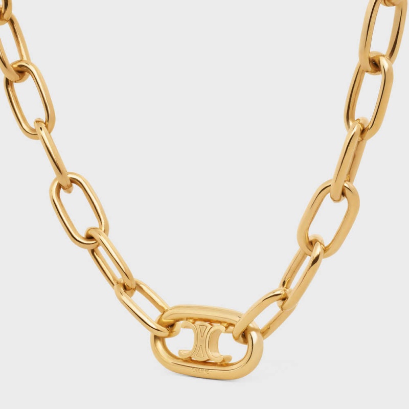 Celine Triomphe Link in Brass with Gold Finish Necklaces Gold | CL-592251