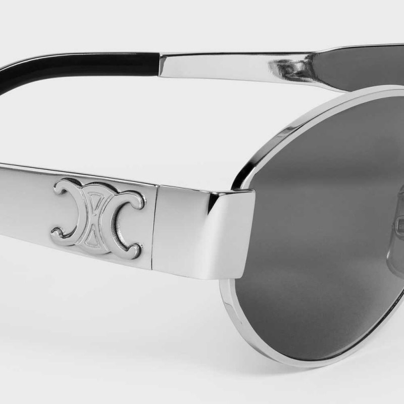 Celine Triomphe Metal 01 in Metal Sunglasses Silver / Smoke | CL-592400