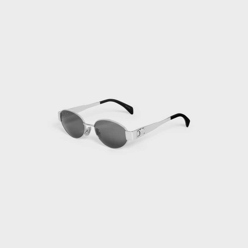 Celine Triomphe Metal 01 in Metal Sunglasses Silver / Smoke | CL-592400