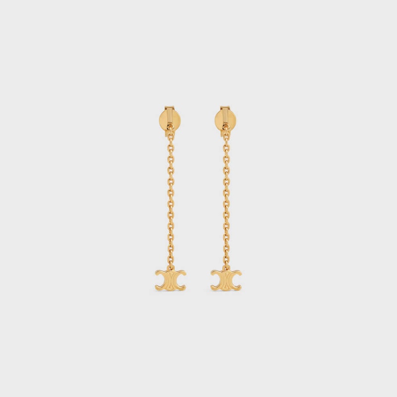 Celine Triomphe Mini Triomphe in Brass with Gold Finish Earrings Gold | CL-592301