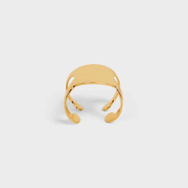 Celine Triomphe Shadow Cuff in Brass with Gold Finish Bracelets Gold | CL-592225