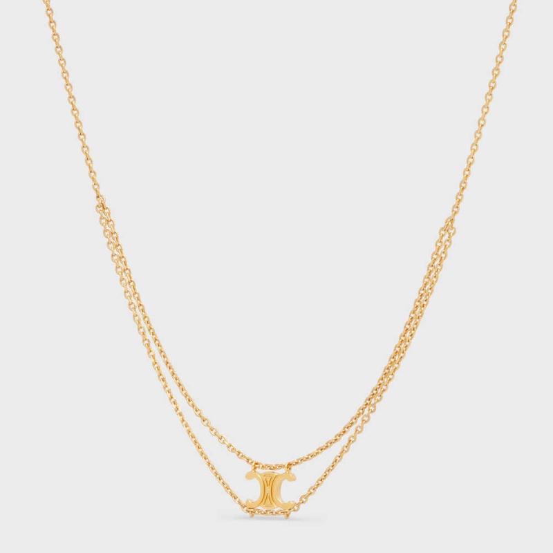 Celine Triomphe Suspended in Brass with Gold Finish Necklaces Gold | CL-592247