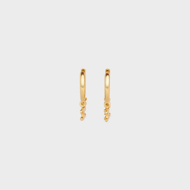 Celine Triomphe Trio Hoops in Brass with Gold Finish Earrings Gold | CL-592307