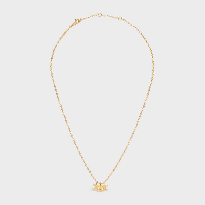 Celine Triomphe Trio in Brass with Gold Finish Necklaces Gold | CL-592249