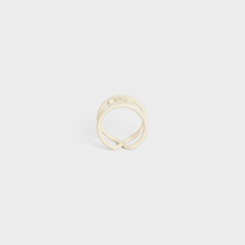 Celine Triomphe in Varnished Brass Rings Off White | CL-592185