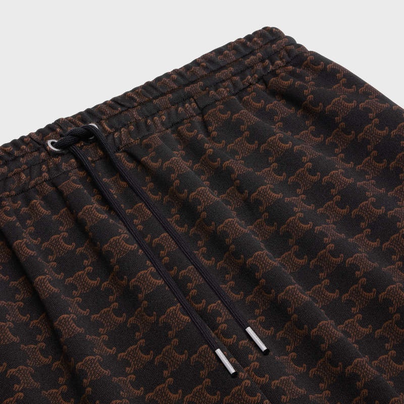 Celine Triomphe track in monogram jersey Pants Noir/Marron | CL-592040