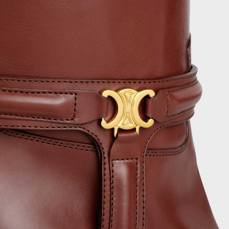 Celine VERNEUIL TRIOMPHE HARNESS LOW in Calfskin Boots Caramel | CL-592492