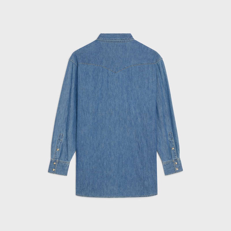 Celine WESTERN IN UNION OCEAN WASH DENIM Shirts UNION OCEAN WASH | CL-592153