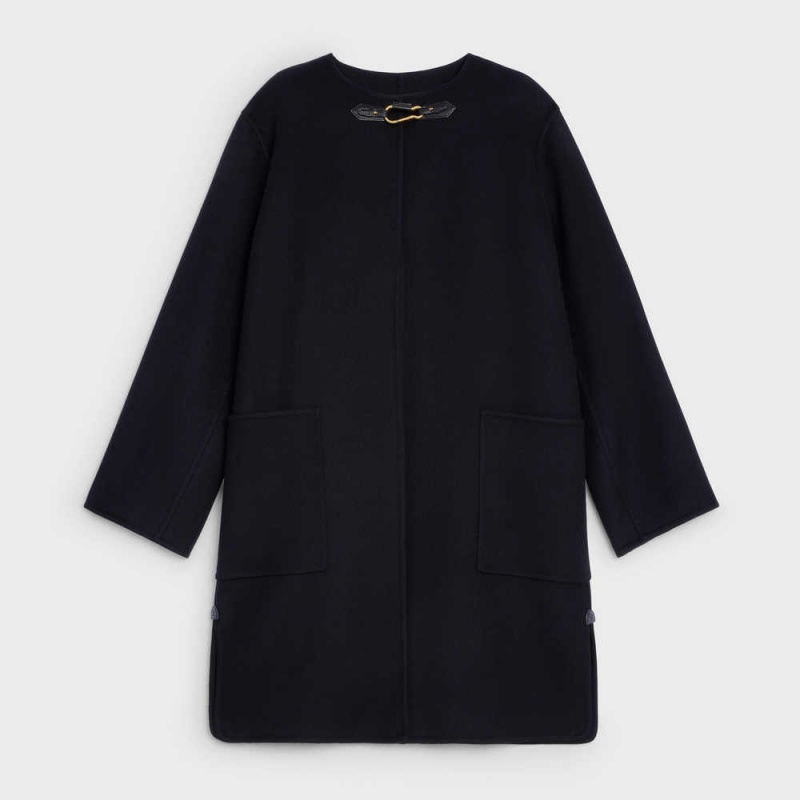 Celine WITH PURE COLLAR IN DOUBLE FACED CASHMERE Coats Black | CL-592623