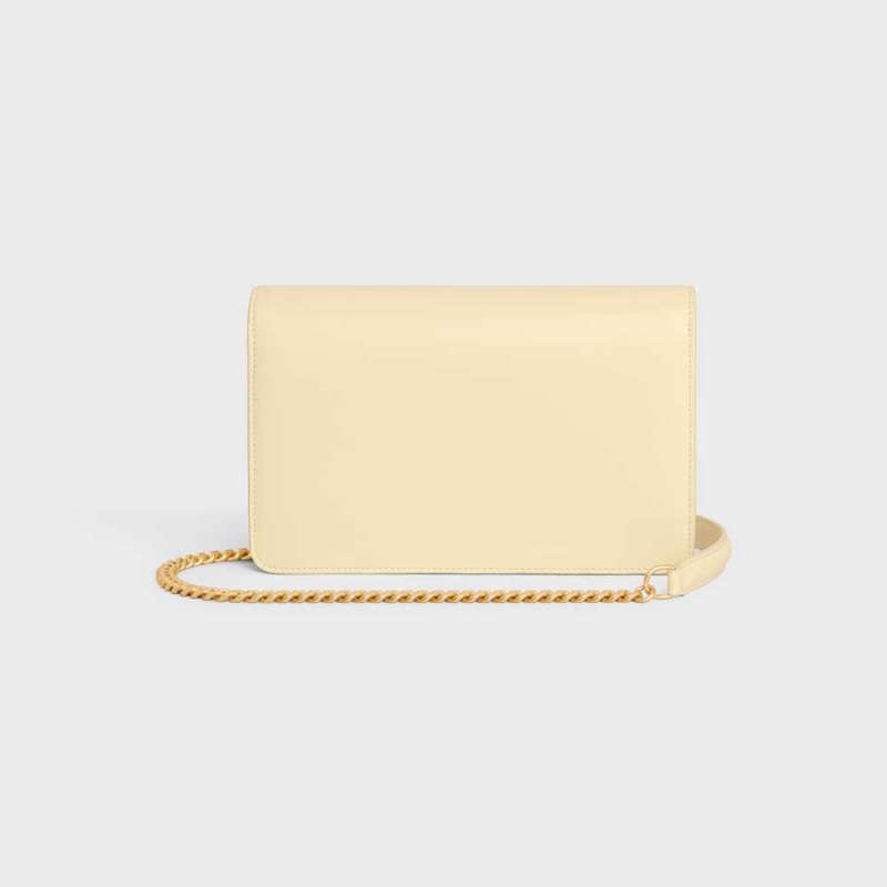 Celine Wallet on Chain TRIOMPHE in Shiny calfskin Mini Bags Sunlight | CL-593024