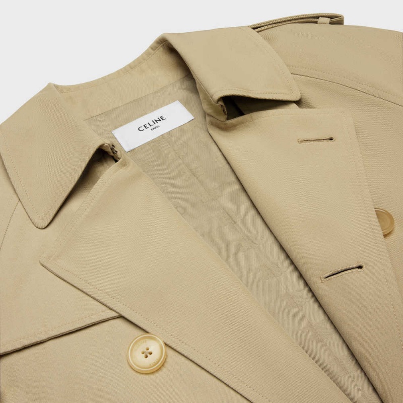 Celine Wiltern trench in cotton gabardine Coats Mastic | CL-592620