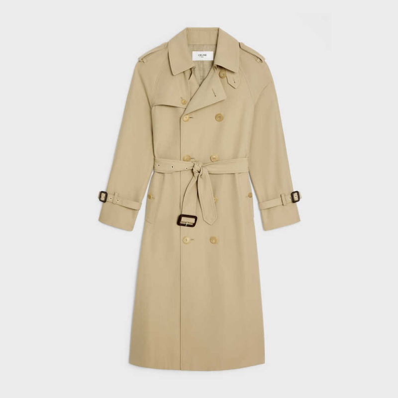 Celine Wiltern trench in cotton gabardine Coats Mastic | CL-592620