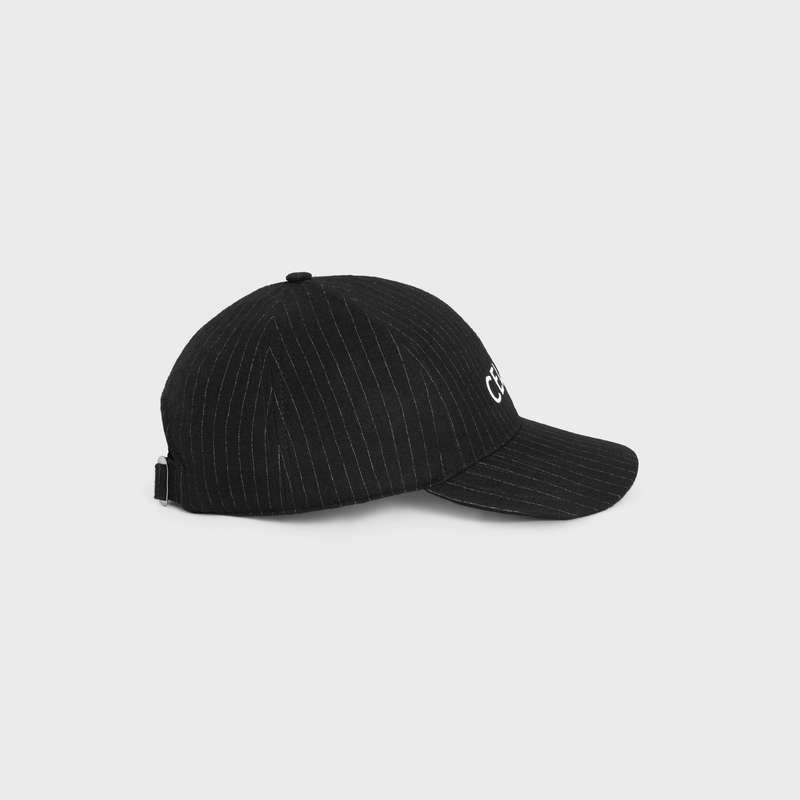 Celine baseball in striped flannel Cap NOIR/CRAIE | CL-591691