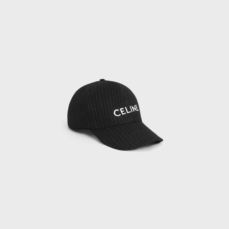 Celine baseball in striped flannel Cap NOIR/CRAIE | CL-591691