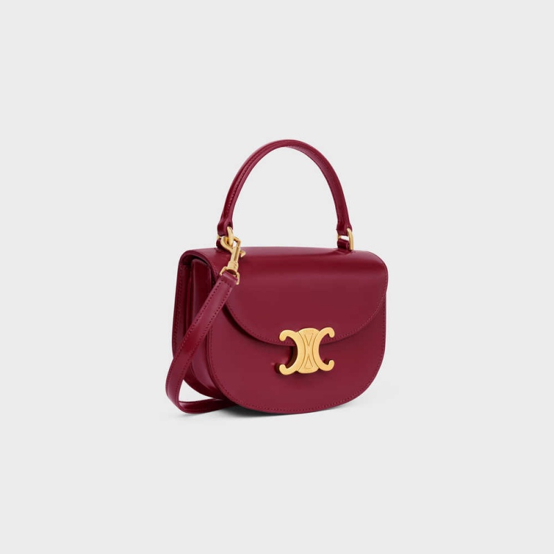 Celine besace triomphe in SHINY CALFSKIN Mini Bags Carmin | CL-593030