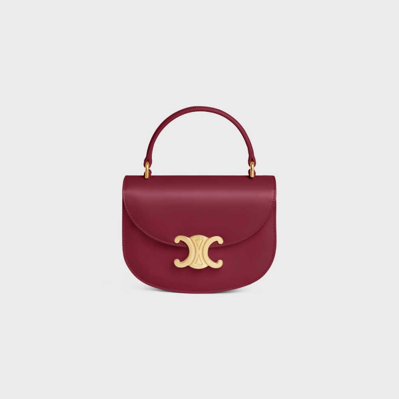 Celine besace triomphe in SHINY CALFSKIN Mini Bags Carmin | CL-593030