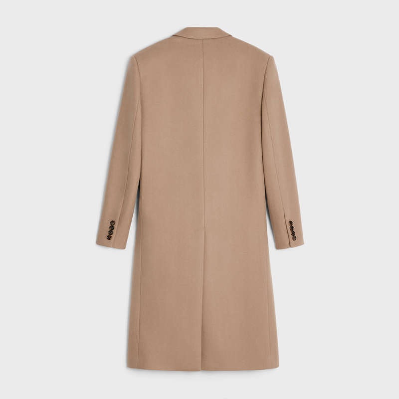 Celine boxy in cashmere cloth Coats DARK CAMEL | CL-591980