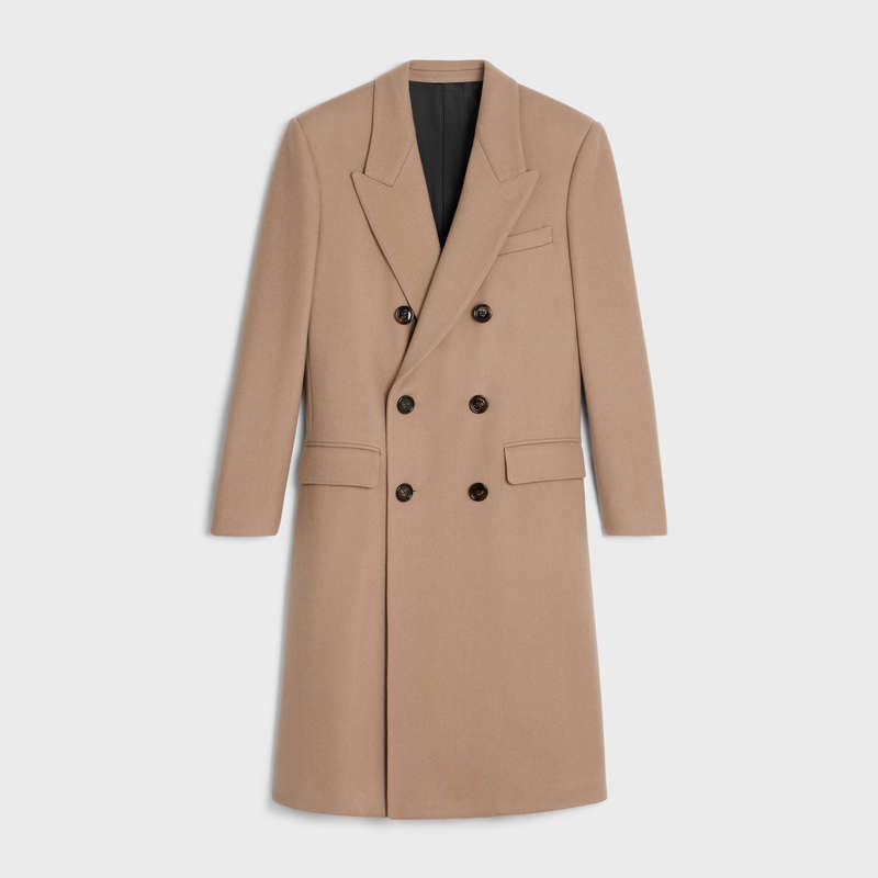 Celine boxy in cashmere cloth Coats DARK CAMEL | CL-591980