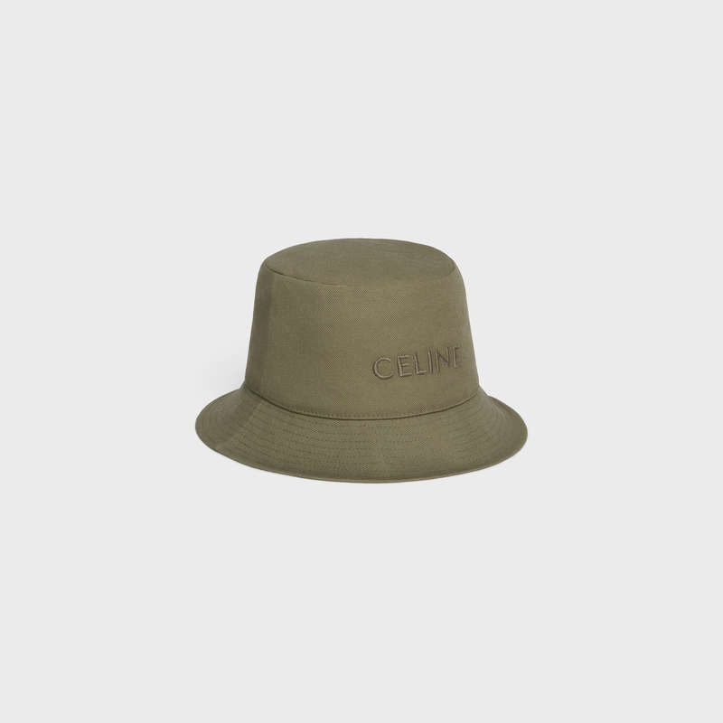 Celine bucket in thick cotton twill Hat Army Green | CL-591710