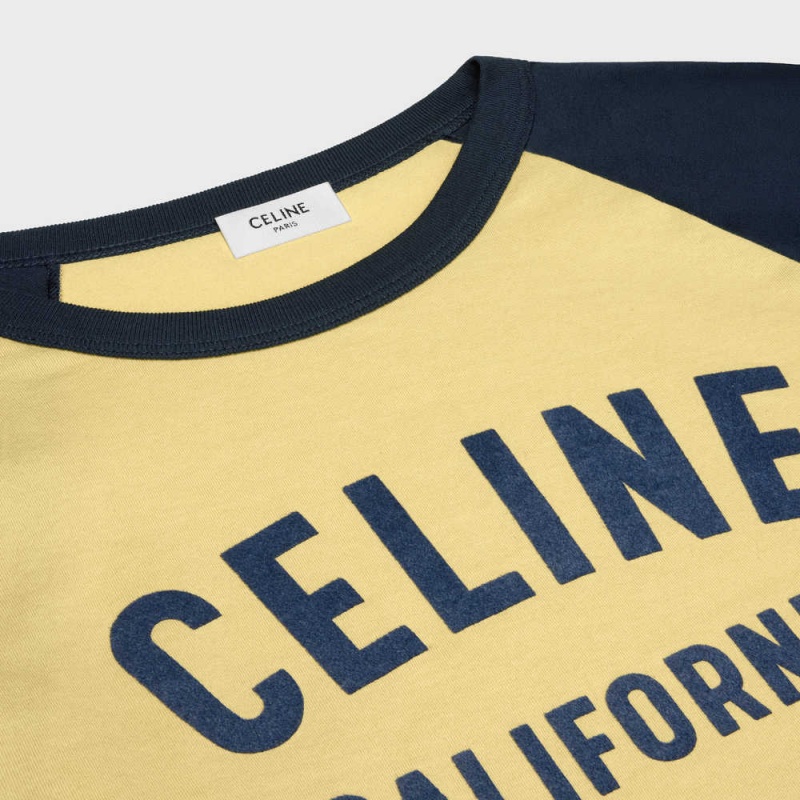 Celine california 70 s in cotton jersey T-shirts LEMON PIE / BLEU NUIT | CL-592811