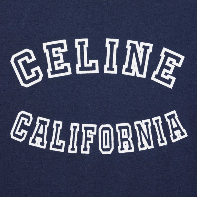 Celine california 70 s in cotton jersey T-shirts BLEU NUIT / LEMON PIE / OFF WH | CL-592775