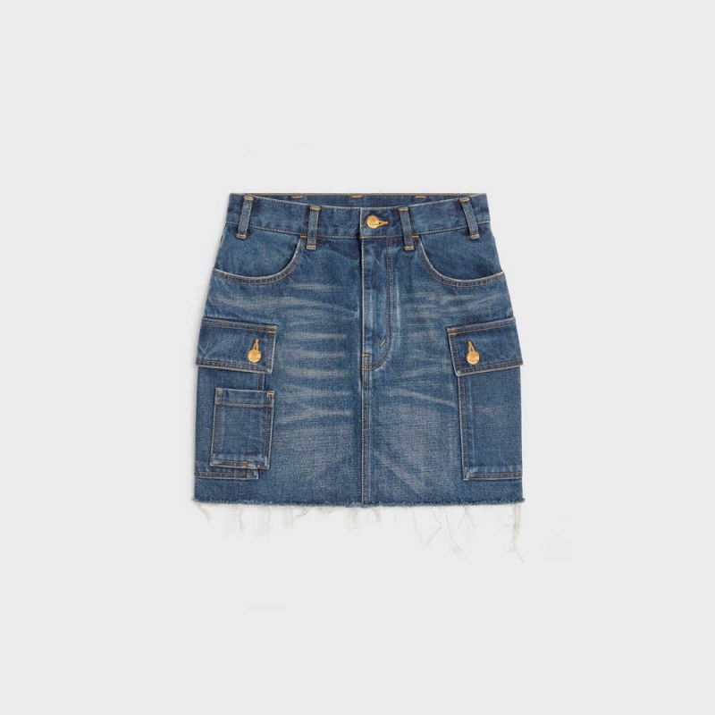 Celine cargo mini in dark union wash denim Skirts DARK UNION WASH | CL-592881