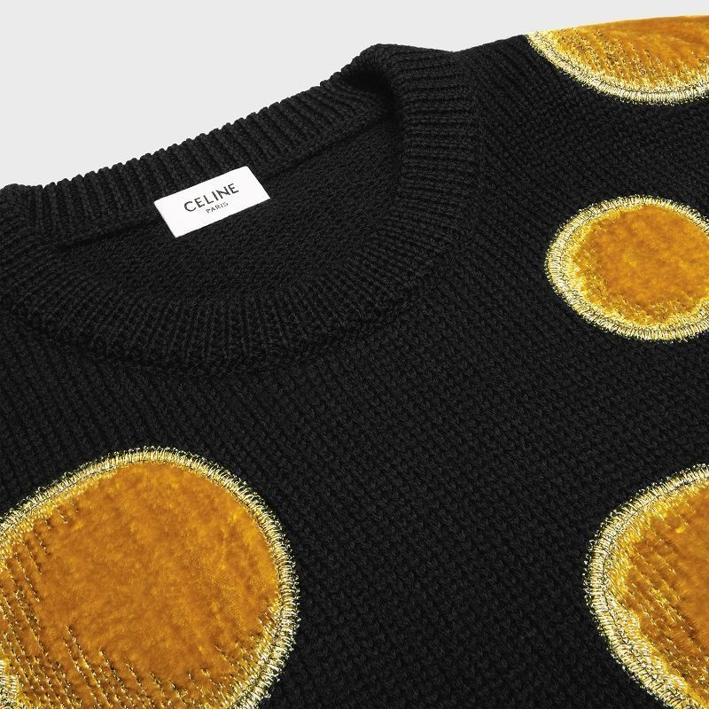 Celine crew neck in velvet wool Knitwear Black | CL-592089