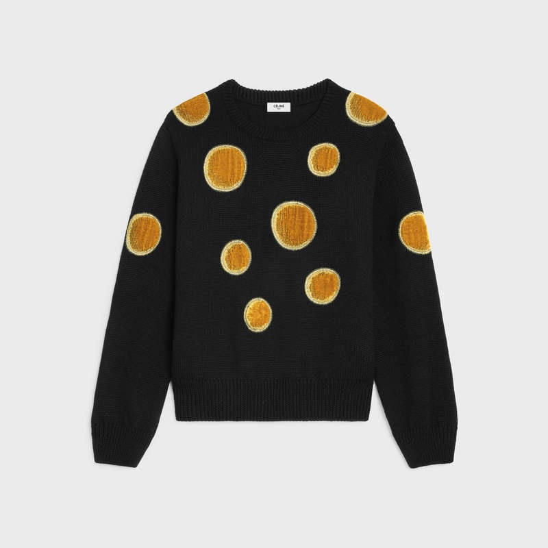 Celine crew neck in velvet wool Knitwear Black | CL-592089