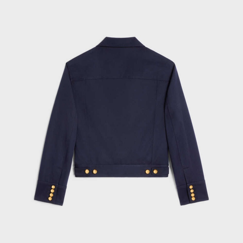 Celine cropped saharienne in diagonal wool Jackets Navy | CL-592646