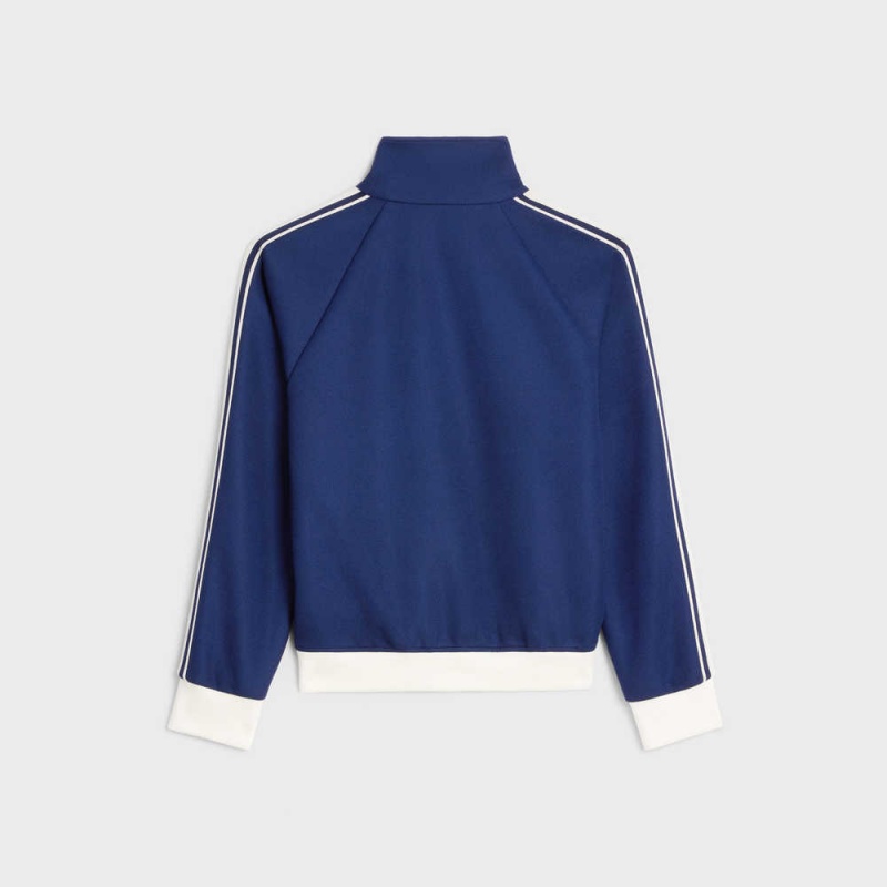 Celine cropped tracksuit in texturized jersey Jackets NAVY/OFF WHITE | CL-592677