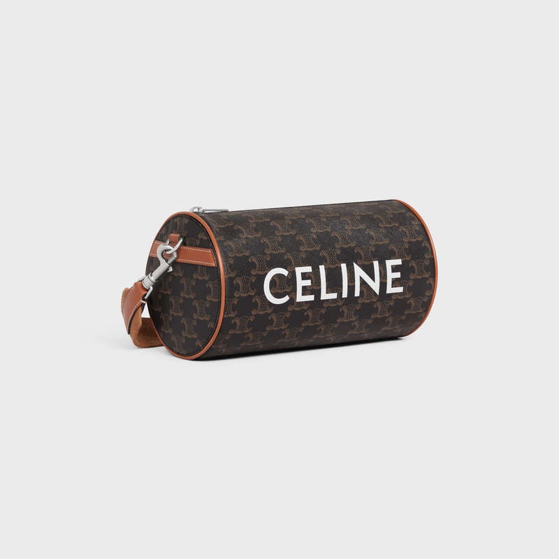 Celine cylinder bag in TRIOMPHE CANVAS Shoulder Bags Tan | CL-591845