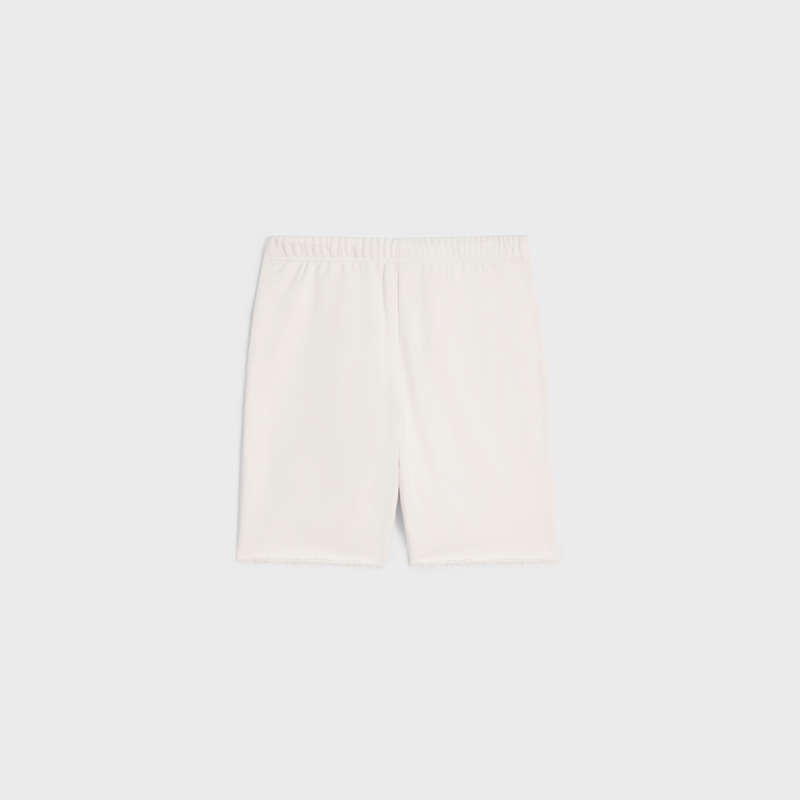 Celine embroidered in cotton fleece Shorts Cream / Black | CL-592077