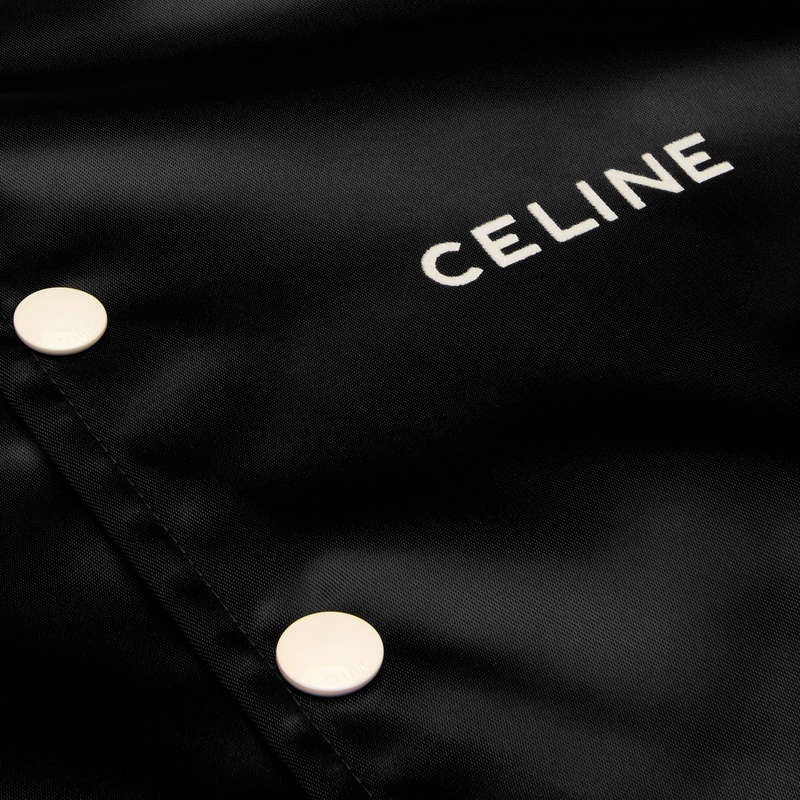 Celine embroidered teddy in satin-finish nylon Blousons Black | CL-591941