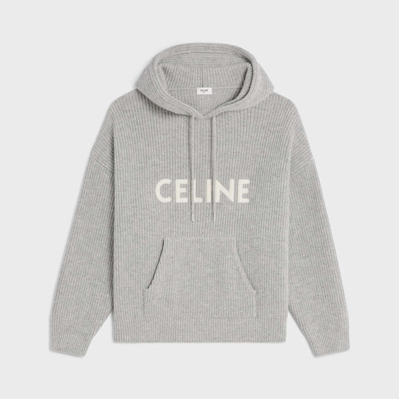 Celine hooded in ribbed wool Sweatshirts Light Grey | CL-592111