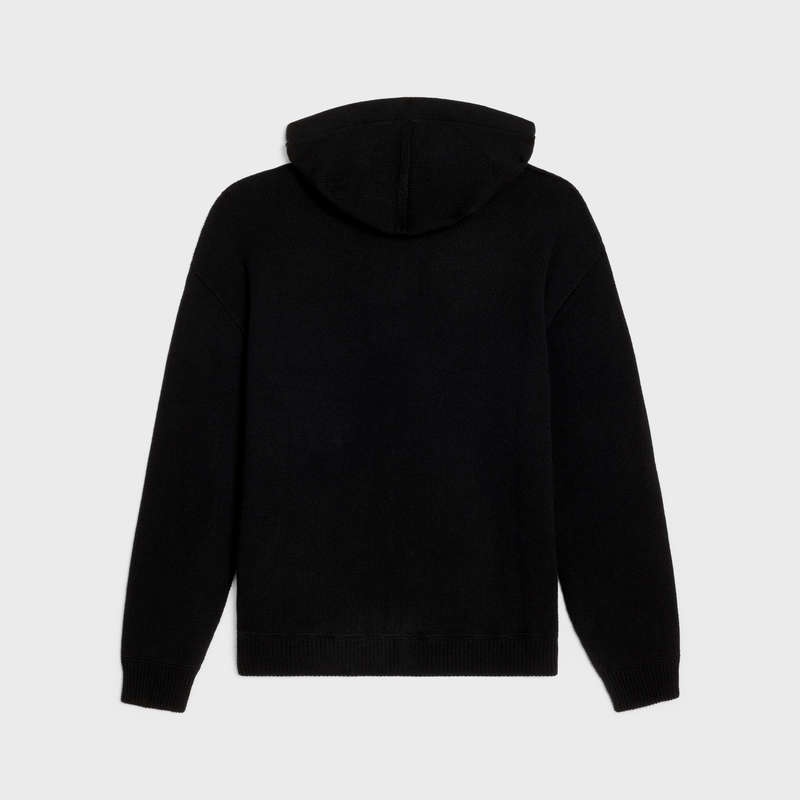 Celine hooded in wool and cashmere Sweatshirts Black | CL-592115