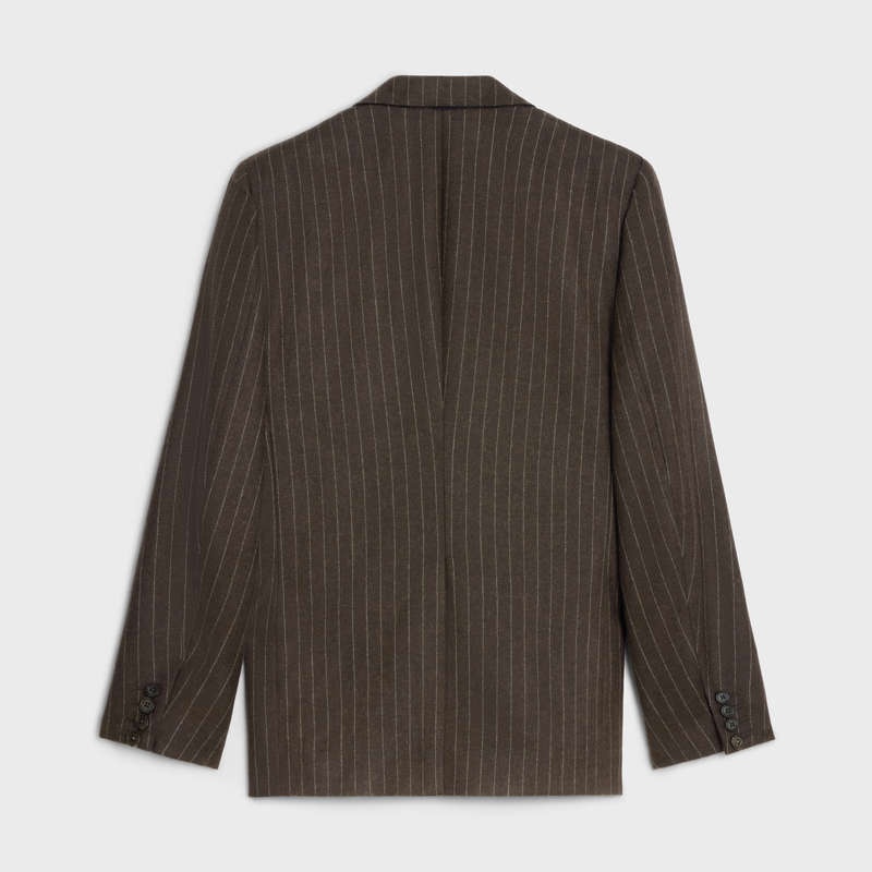 Celine in striped flannel Jackets Marron/Craie | CL-592002