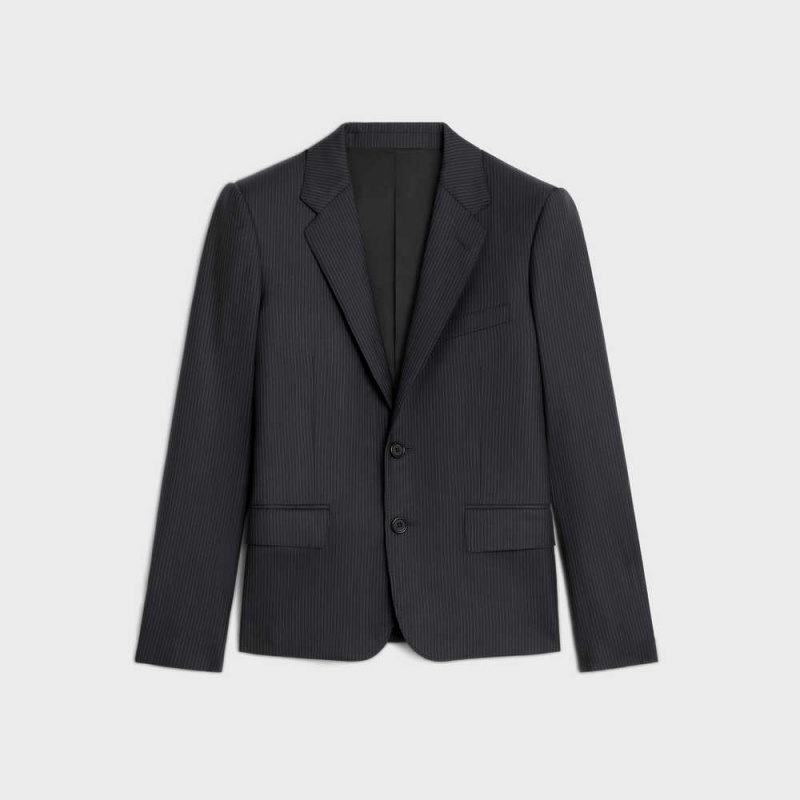 Celine in striped wool Jackets NAVY/CRAIE | CL-592656